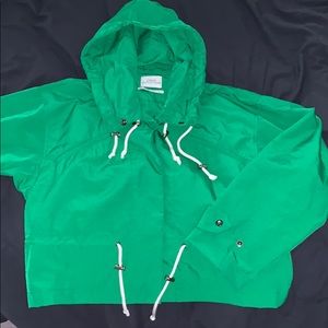 Green urban outfitters cropped rain jacket